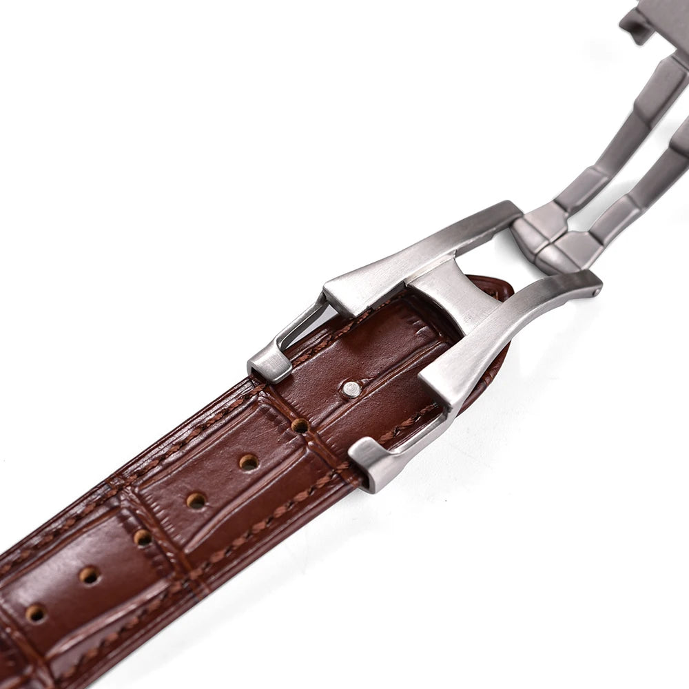 19 20 21 22mm Calfskin Leather Watch Strap For Omega 007 Seamaster 300 Speedmaster Folding Buckle Band Bracelet Accessories Men