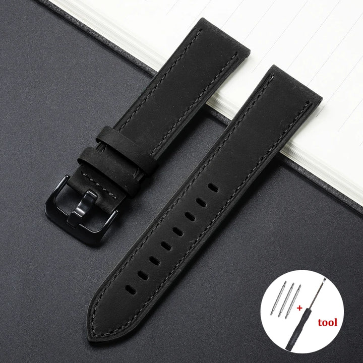 Calfskin Genuine Leather Watchbands Black Blue Watch Band 18mm 20mm 22mm 24mm Smartwatch Strap Dark Brown Watches Accessories