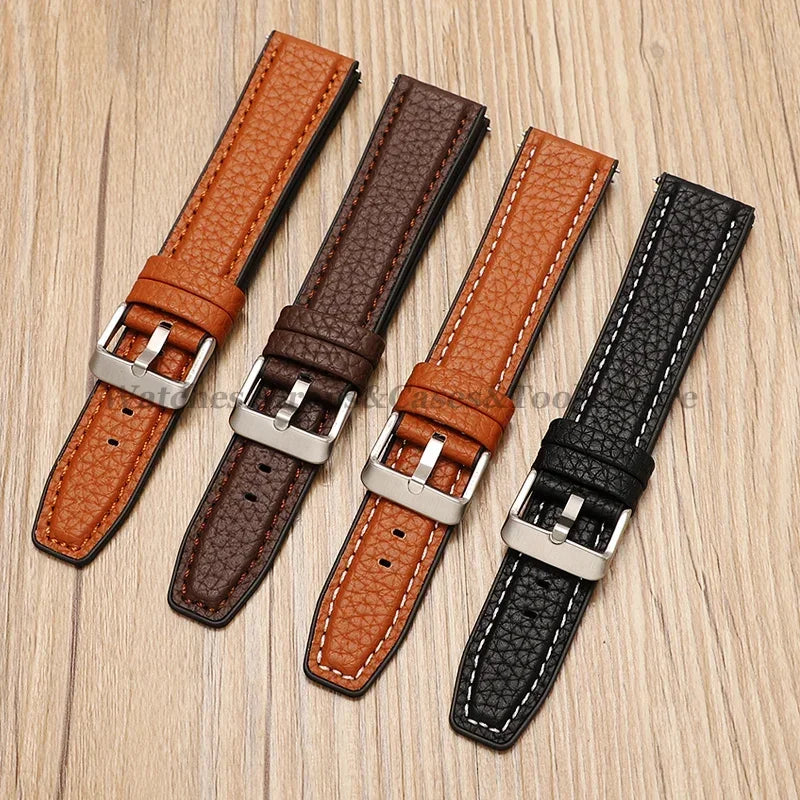 Silicone & Leather Watch Strap for Huawei & Samsung – 18–46mm
