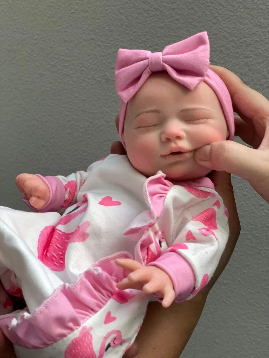 35 cm (13.7″) Soft Silicone Reborn Baby Girl – Full‑Body Handmade Doll