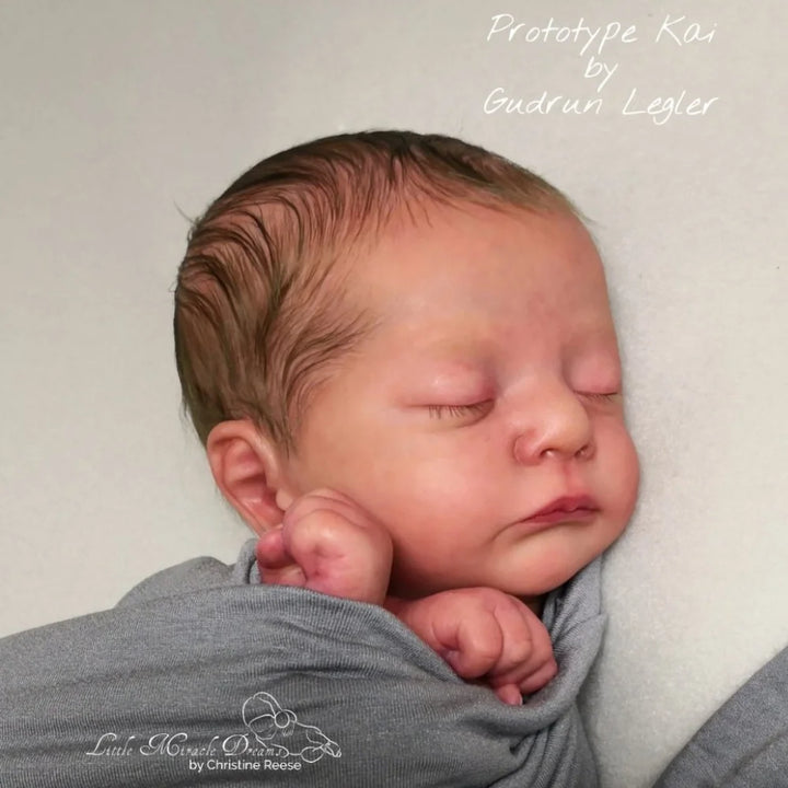19″ Kai Painted Vinyl Reborn Baby Doll – Sleeping with Visible Veins & Cloth Body