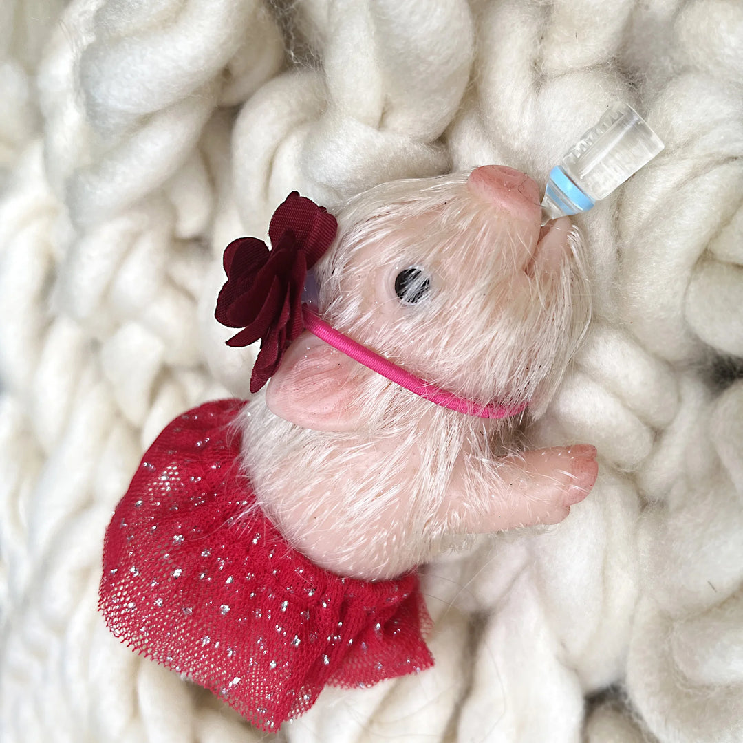 12 cm Mini Silicone Reborn Piglet Doll + 3 Outfits