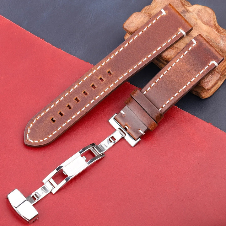 Genuine Leather Watch Strap Bracelet 7 Colors Quick Release Watchband 18 20 22 24mm Bracelet Butterfly Buckle Band
