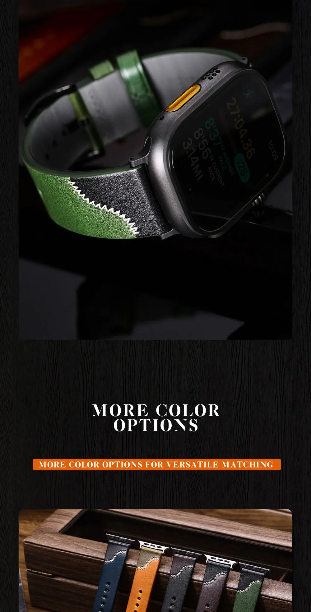 Luxury Bicolor Leather Strap For Apple Watch, Ultra3 49mm, Series11, 10, 46mm, 42mm, 45mm, 44mm, 41mm, 40mm, Handmade Watch Band