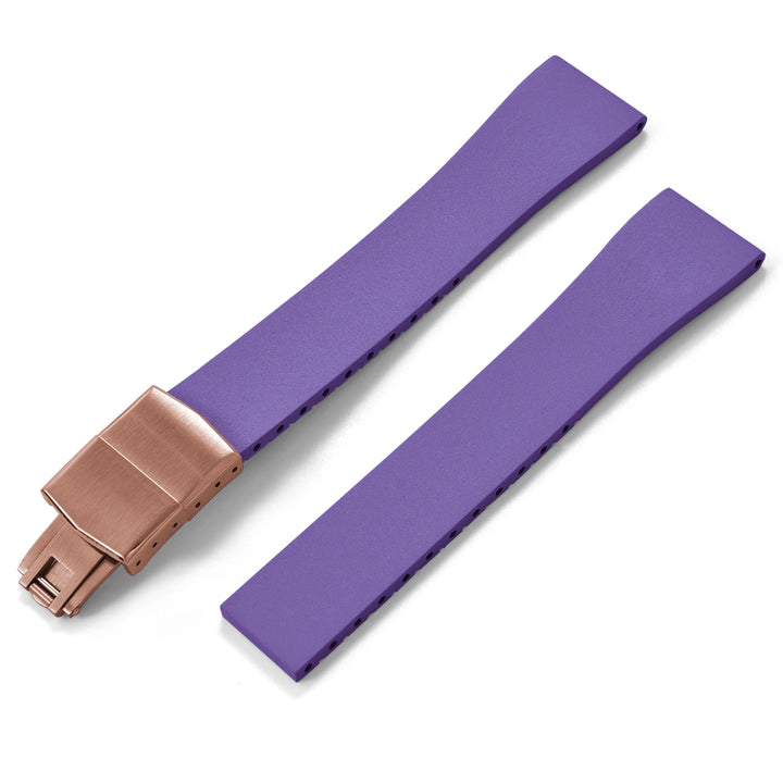 JUELONG CTS FKM Rubber Watch Strap 16–22mm Quick Release with Rose Gold Butterfly Buckle