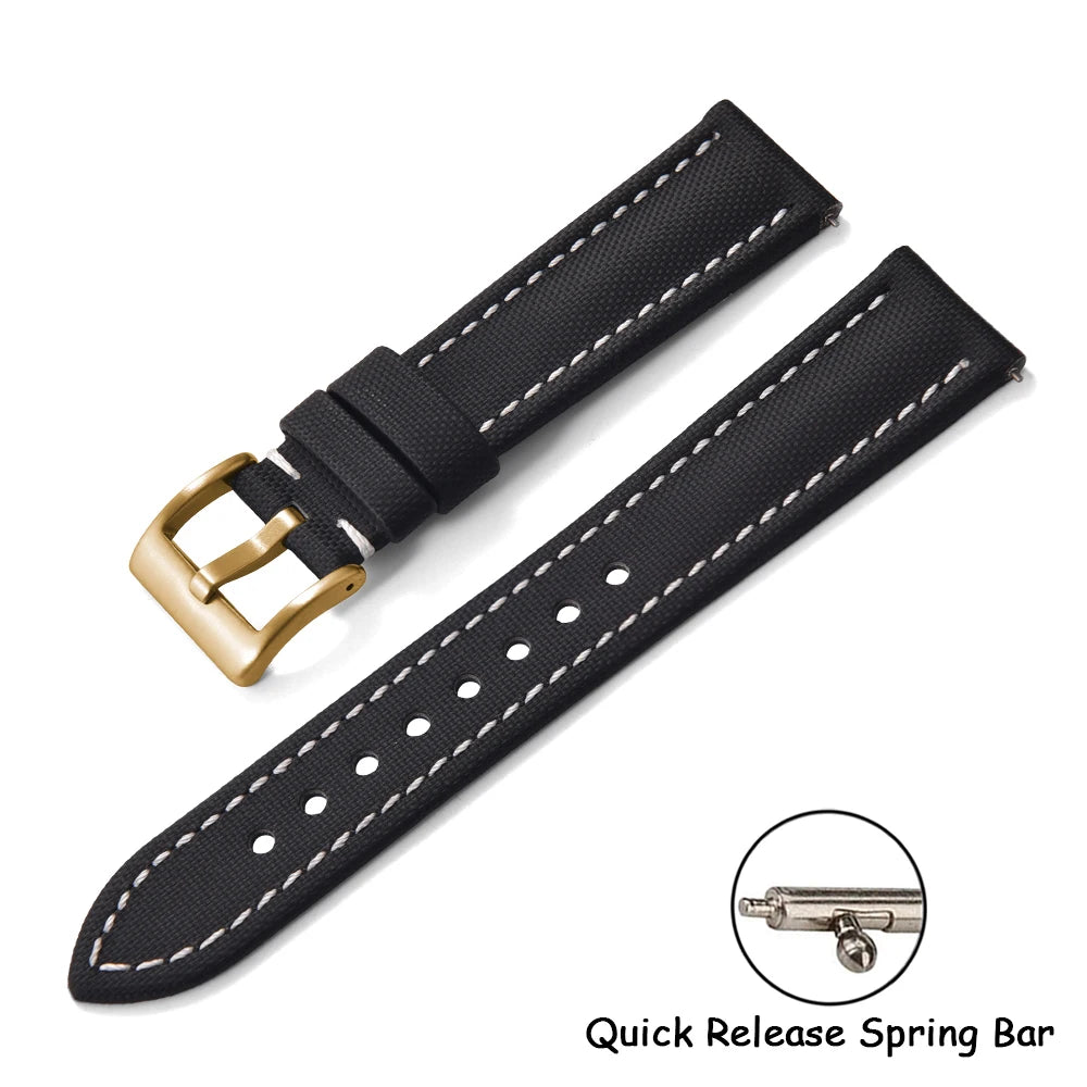 Universal Sailcloth Watch Band 18mm 20mm22mm Sailcloth Leather Strap Qucik Release Bracelet Accessories for Omega for Seiko Belt