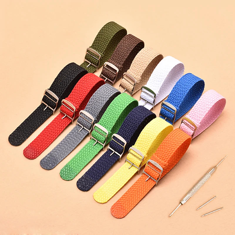 Nylon Weave Watch Strap for Perlon Watchband Wristband Women Men Bracelet Watch Accessories 14mm 16mm 18mm 20mm 22mm Sport Band