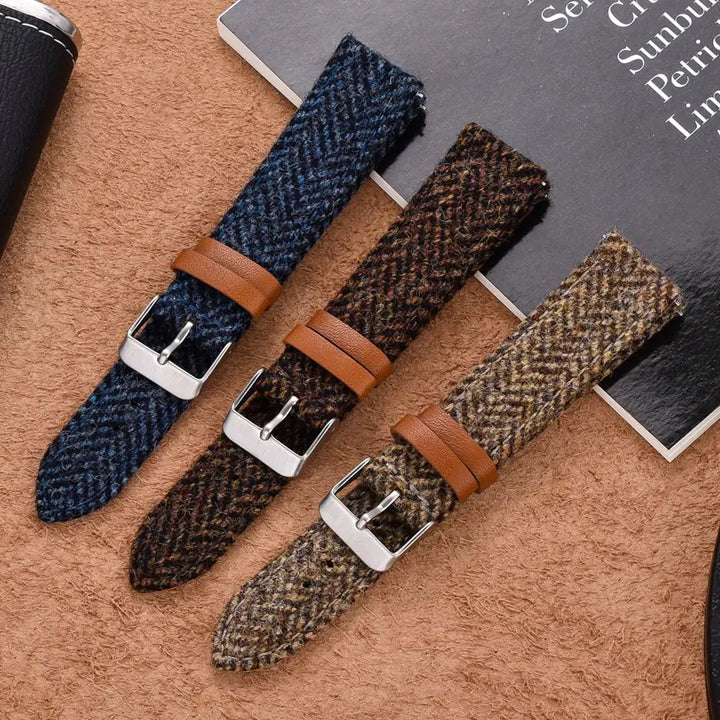 Wool Weave Vintage Leather Quick Release Watch Strap – 18/20/22mm