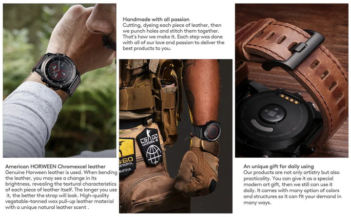 Genuine Leather Strap For Garmin Quickfit 22 26mm High-end Business Watch Band Fenix Epix MARQ Quatic Tactix