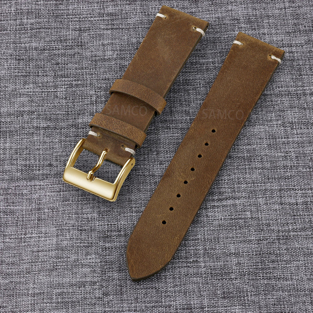 Vintage Top-Grain Leather Watch Strap (18–24mm)