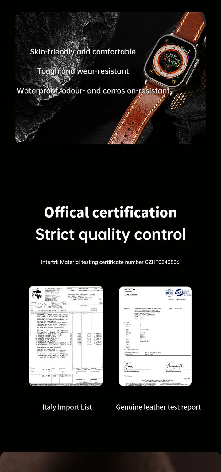 Apple Watch Luxury Cow Leather Strap For Ultra 2 49mm Band Series 9 8 7 6 5 SE 45mm 44mm 41mm 40mm Handmade Watchbands