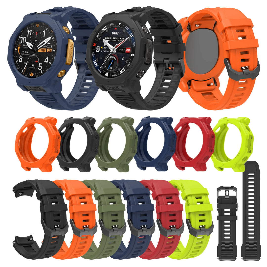 Silicone Strap & Protective Case for Amazfit T-Rex 3 Pro – 48mm Replacement Band