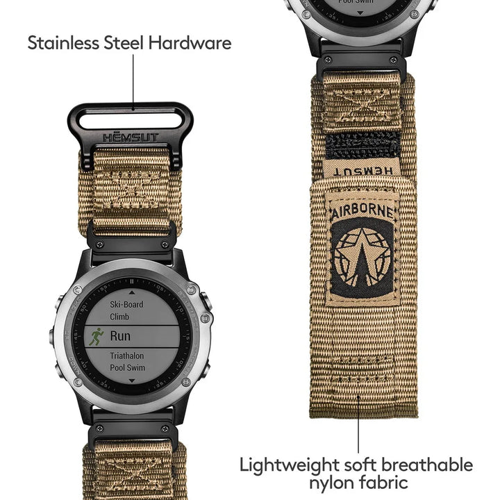 HEMSUT Nylon QuickFit Watch Strap – 20/22/26mm for Garmin Fenix, Tactix, MARQ, Instinct, Enduro