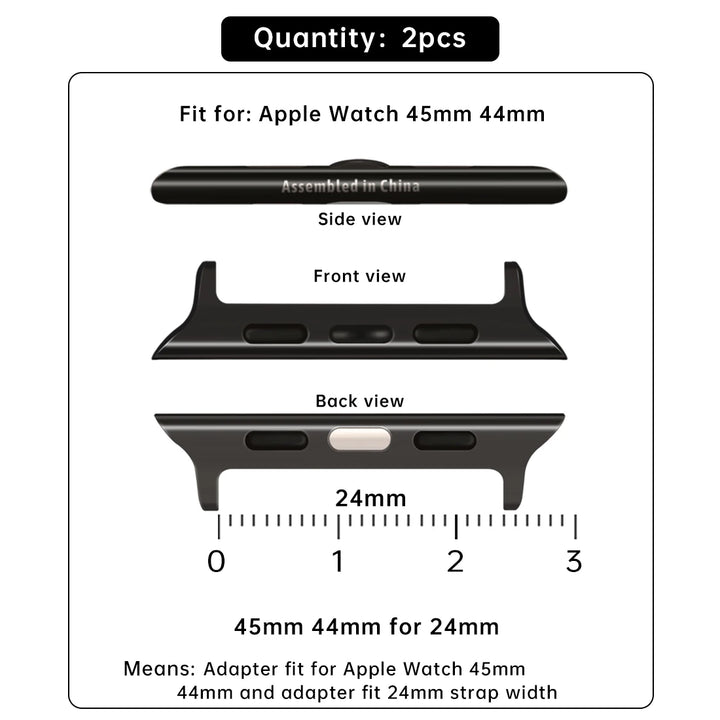 2pcs Apple Watch Ultra 49mm Adapter For Apple Watch Strap Series 9 8 7 SE 45mm 44mm 41mm 40mm Band Stainless Steel Connector