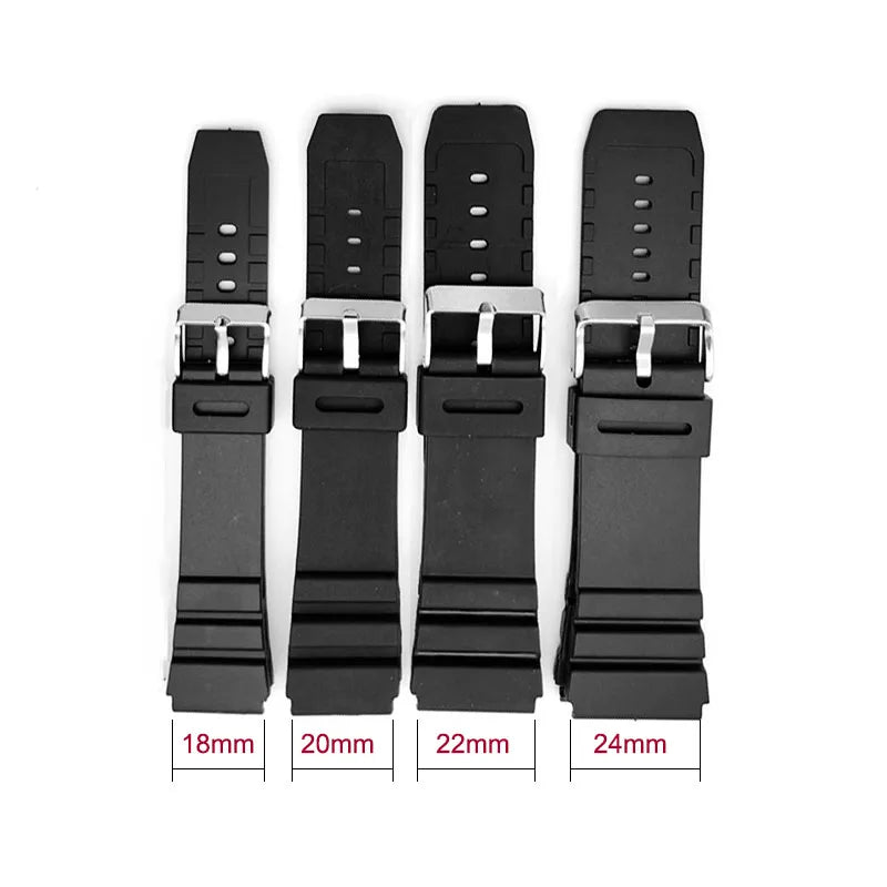 Silicone Rubber Watch Band 18–24mm for Casio G-Shock & Electric Watches