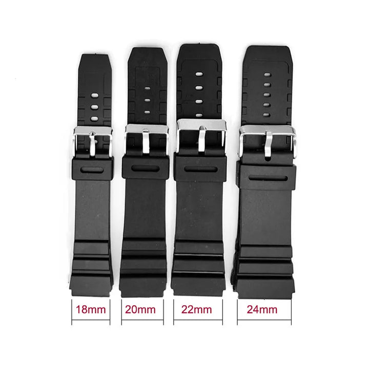 Silicone Rubber Watch Band 18–24mm for Casio G-Shock & Electric Watches