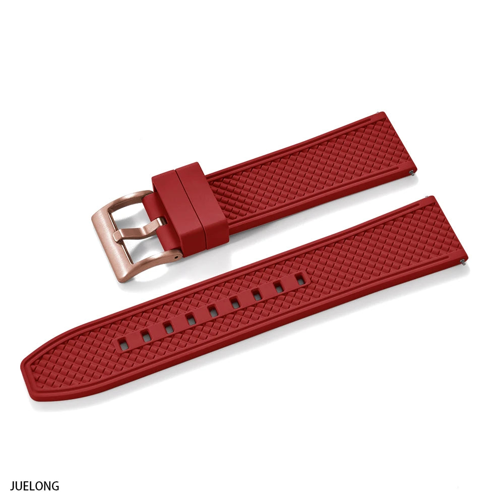HAISCH Bullet-Shaped FKM Rubber Watch Strap – 18-24mm, Quick Release, Waterproof