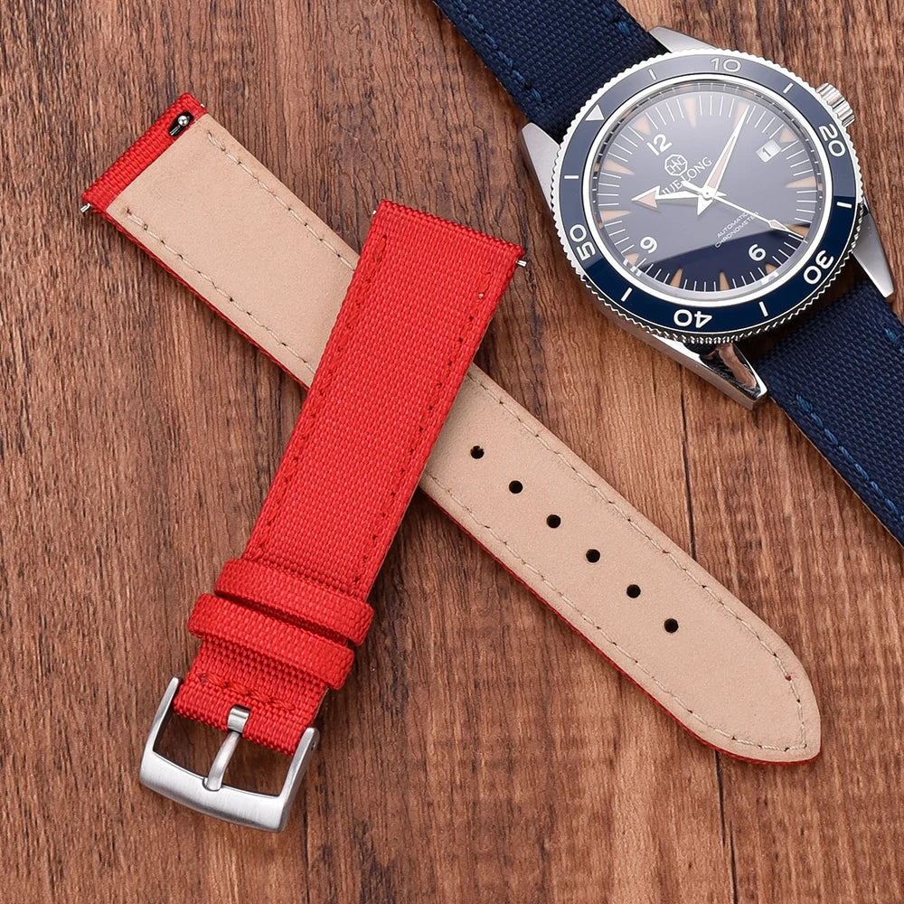 NATOBELT High Quality Canvas Nylon Leather Quick Release Sailcloth Watch Strap 18mm 20mm 22mm Replacement Watchbands