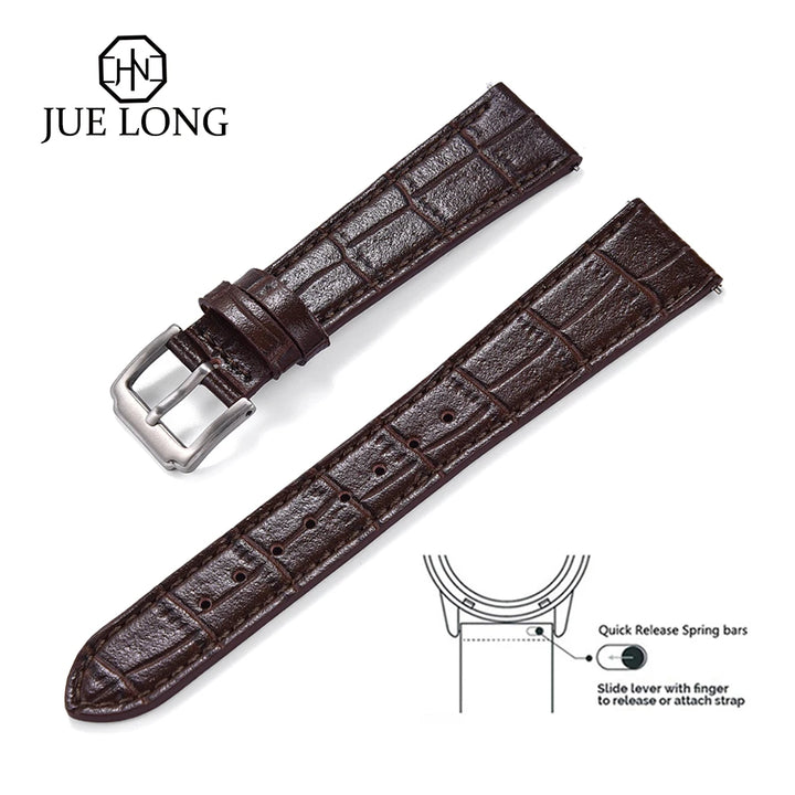 Premium Grade Quick Release Classic Bamboo Leather Watch Strap Men Women Leather Watchbands 16mm 18mm 19mm 20mm 21mm 22mm