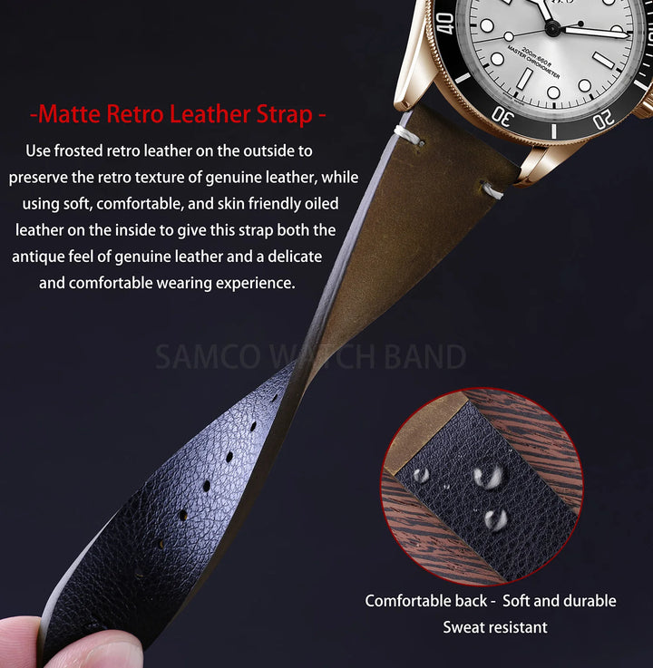 Vintage Top-Grain Leather Watch Strap (18–24mm)