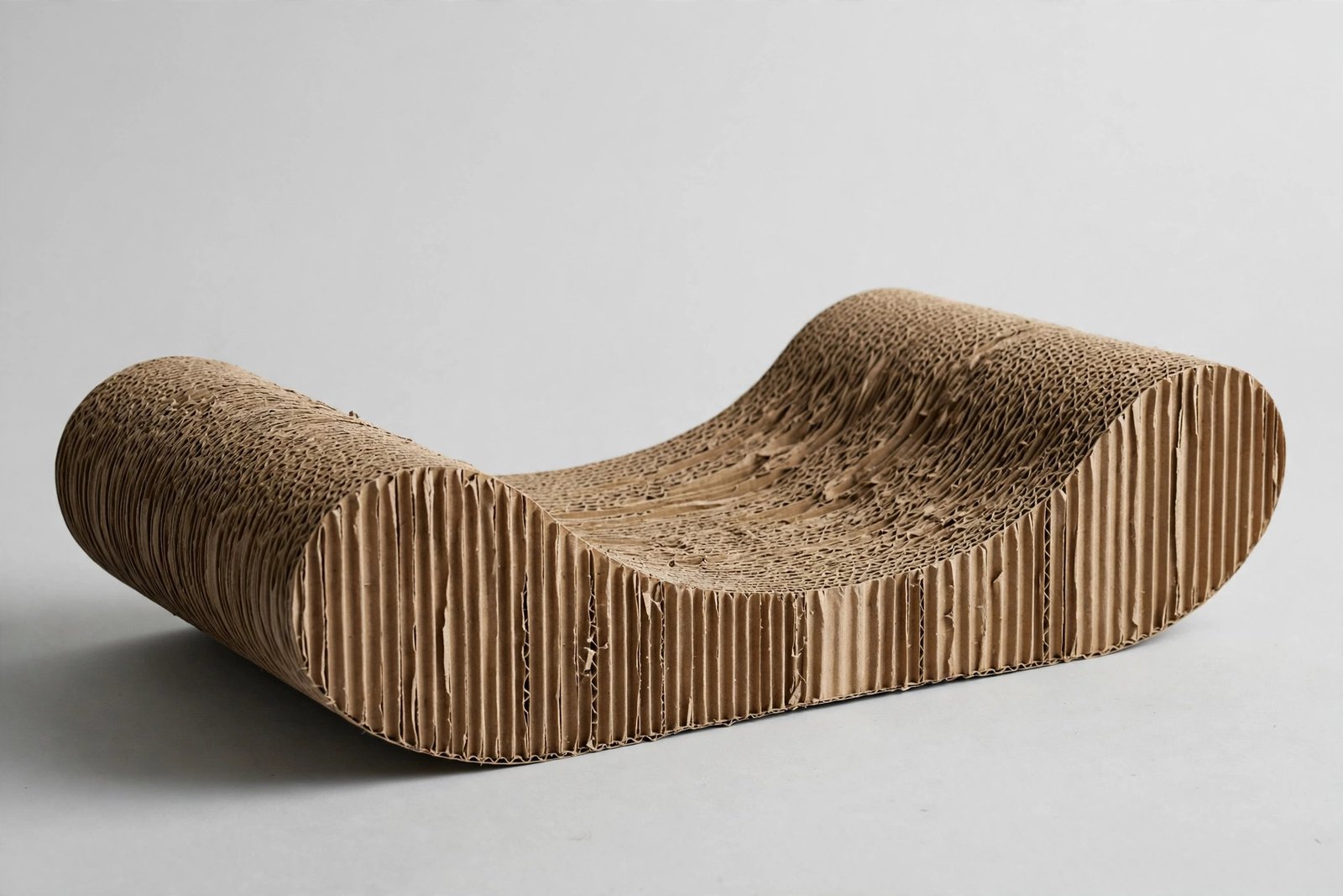 Wave-shaped corrugated cardboard cat scratcher lounger