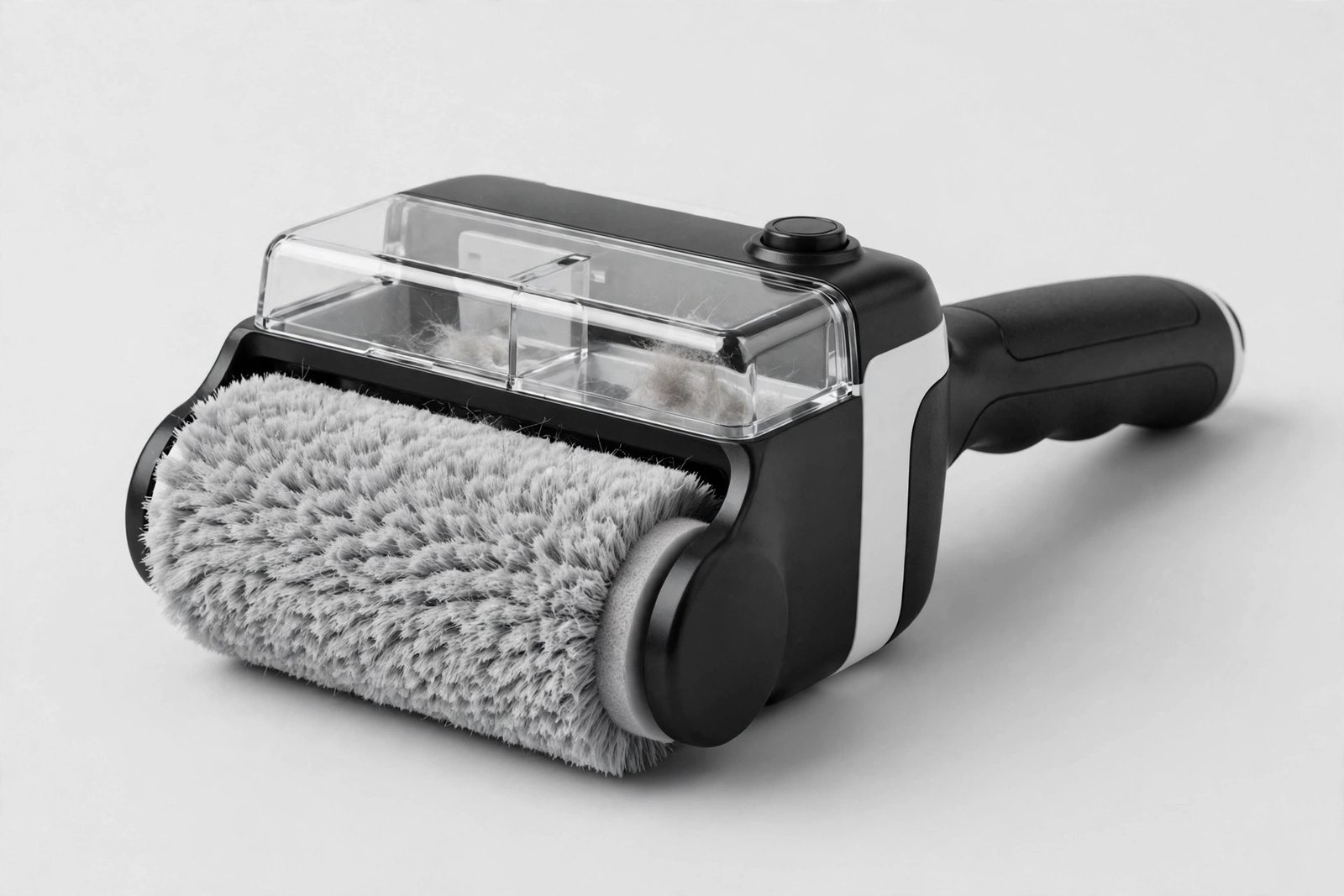Reusable pet hair remover roller with hair-collecting compartment
