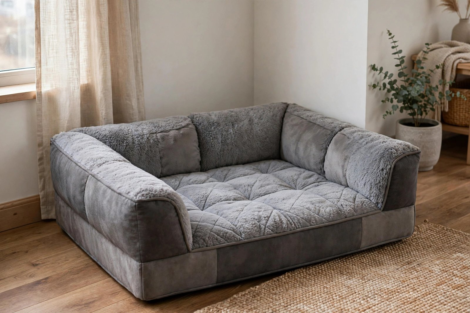 FurHaven orthopedic sofa pet bed in gray