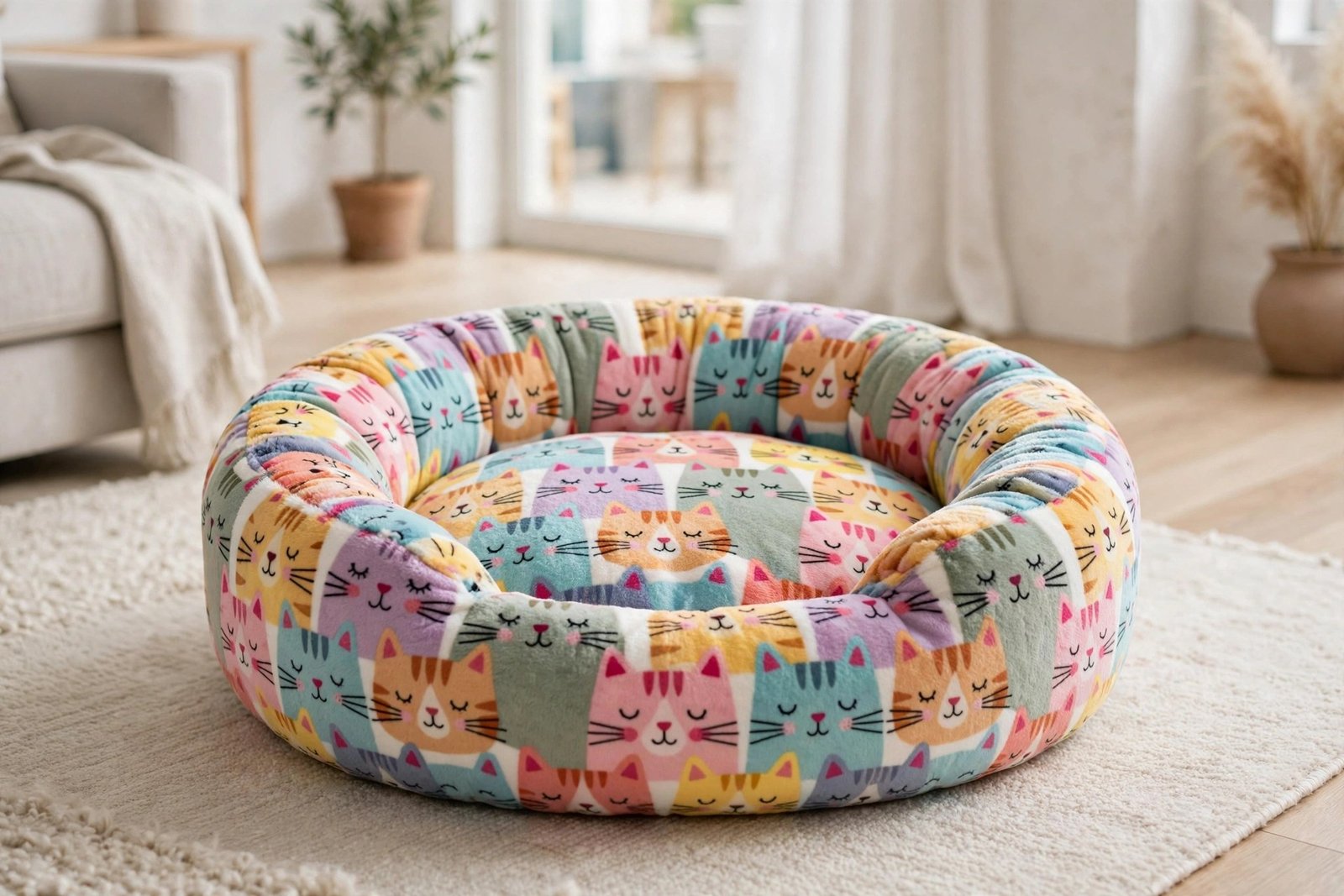 Whisker City cat face cuddler cat bed
