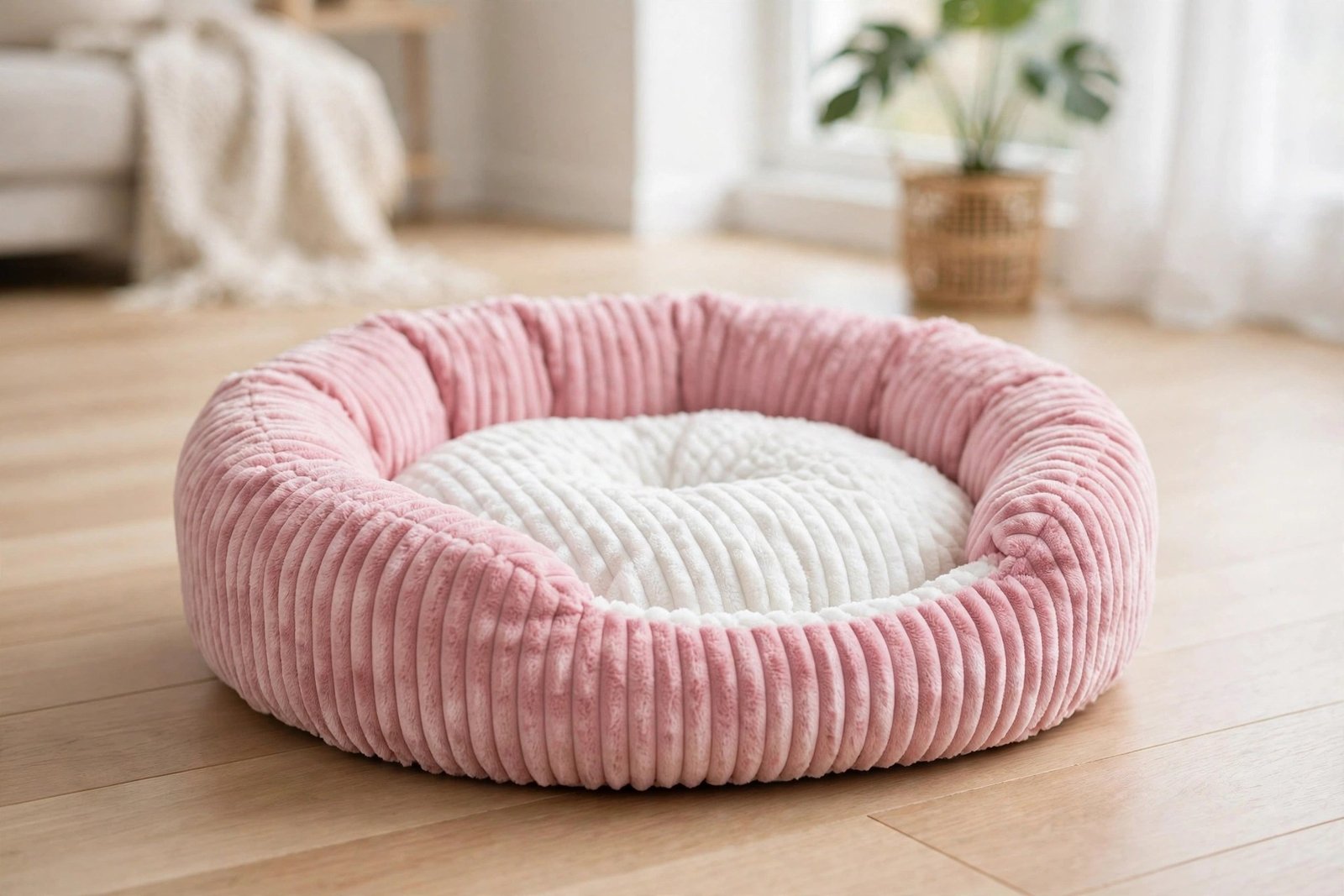 Whisker City pink cuddler cat bed
