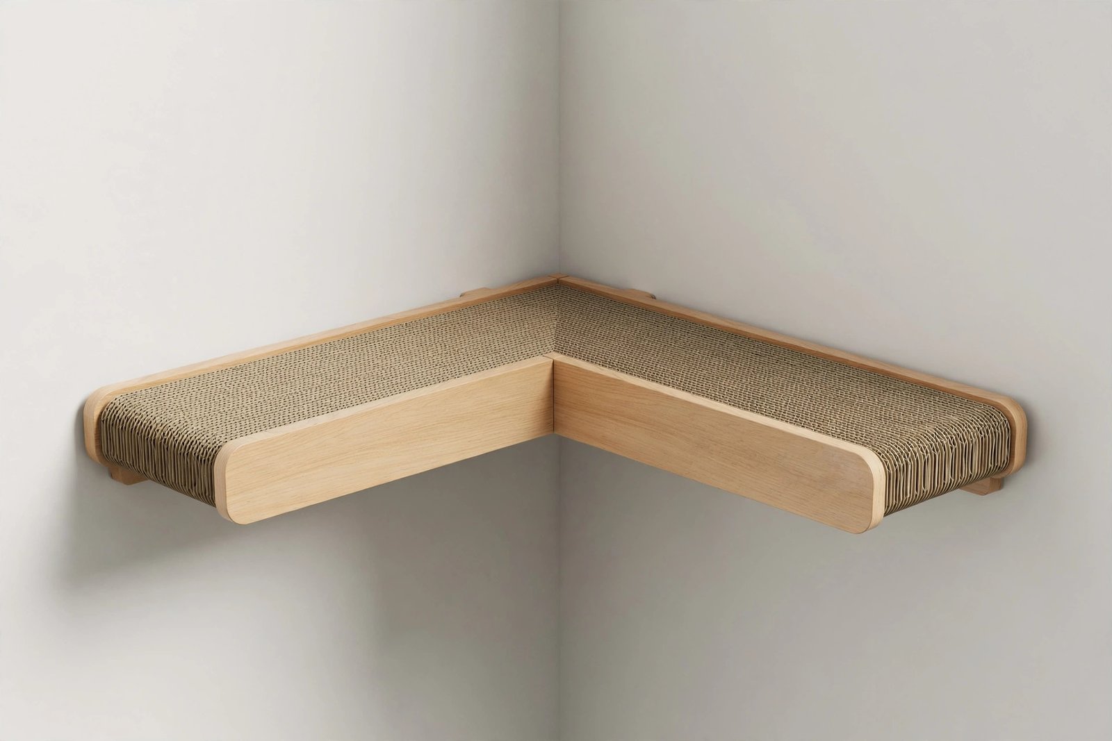 Necoichi Premium Comfort wall-mounted cat scratcher in oak and brown