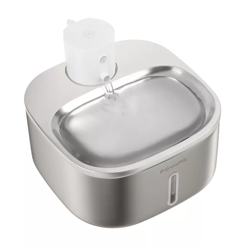 PawsPik BOSS-01 battery-operated stainless steel water fountain