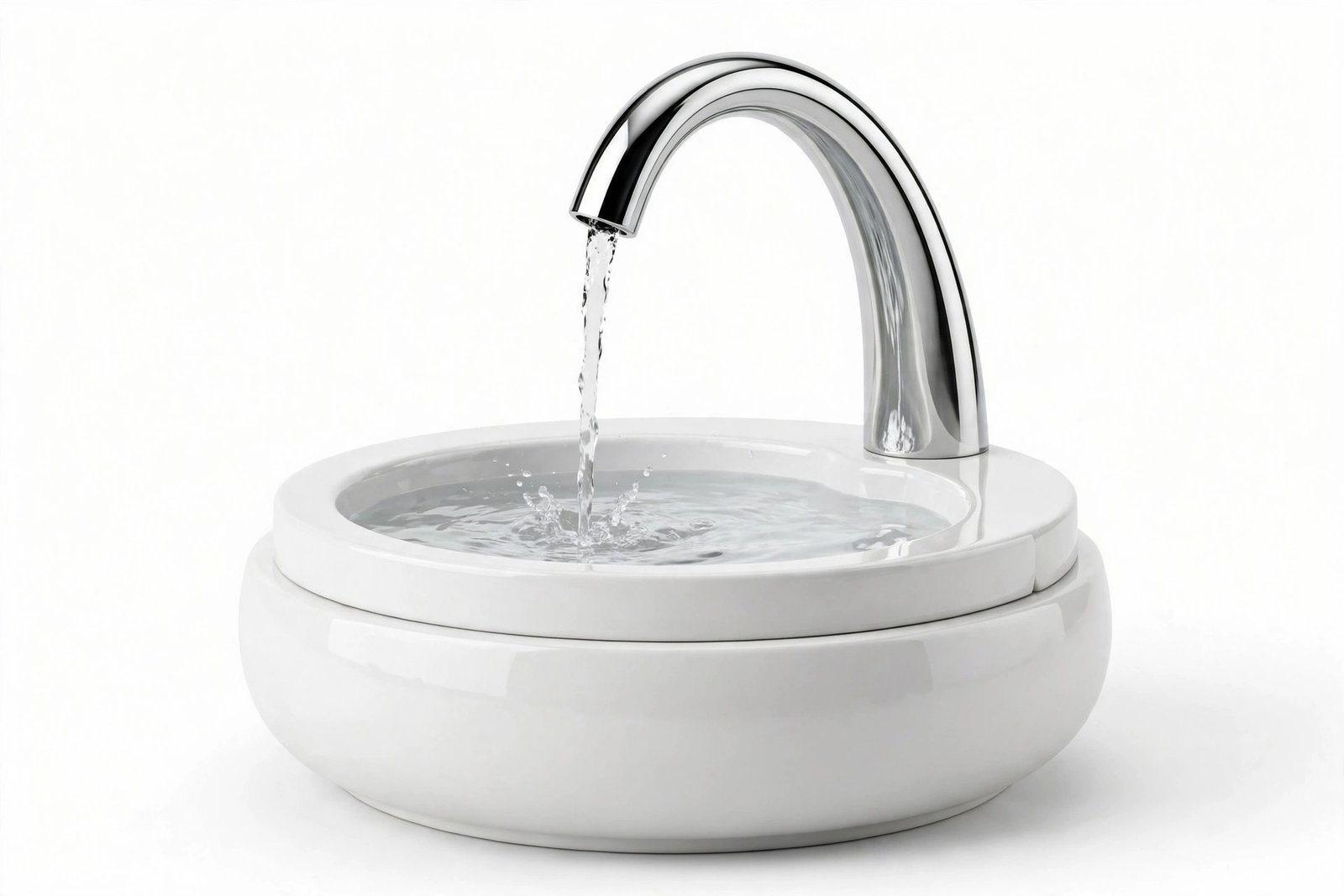PawsPik CeramiFlow battery-operated ceramic pet water fountain with faucet-style spout