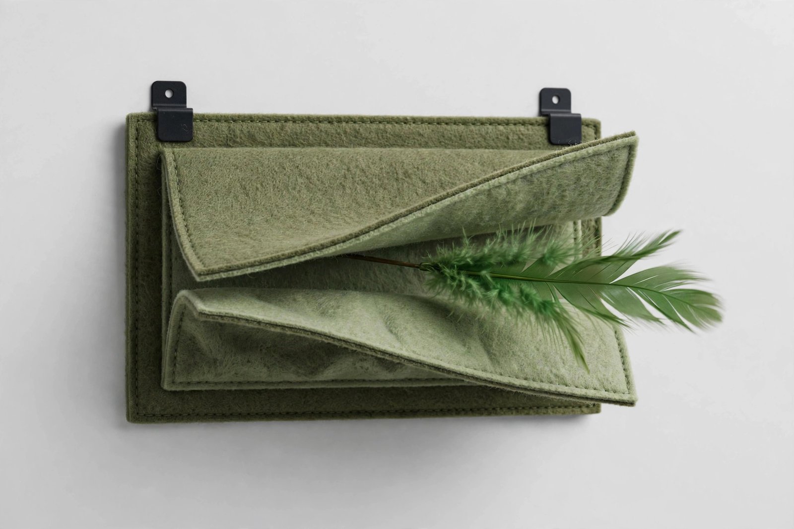 PAWSPIK Peek and Play wall-mounted cat toy with feather wand peeking between fabric layers