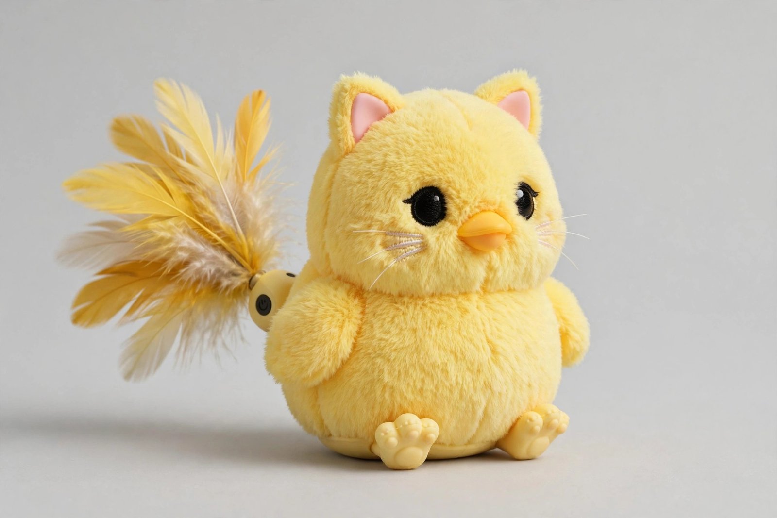 PAWSPIK spinning feather chick electronic plush cat toy