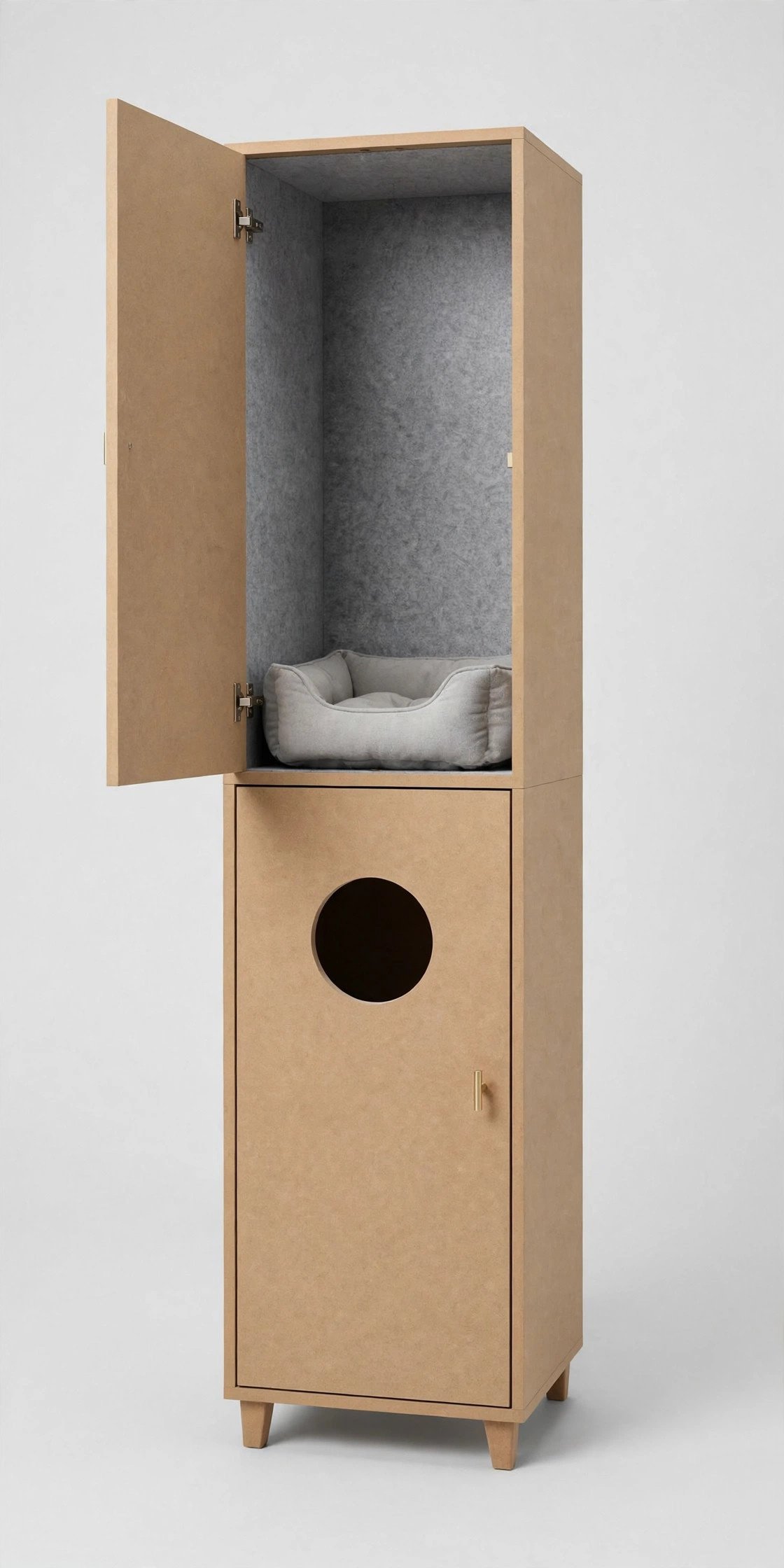 Petco hidden litter box and cat condo cabinet in tan with condo cubby