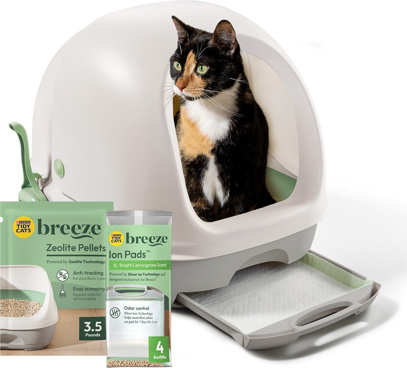 Tidy Cats Breeze hooded litter box system starter kit in white