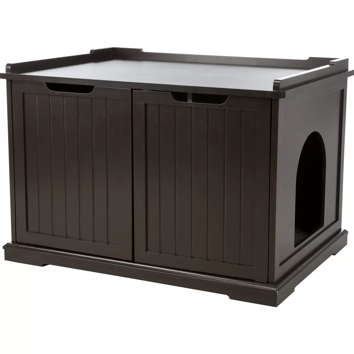 Trixie XL double-door wooden litter box enclosure cabinet in brown